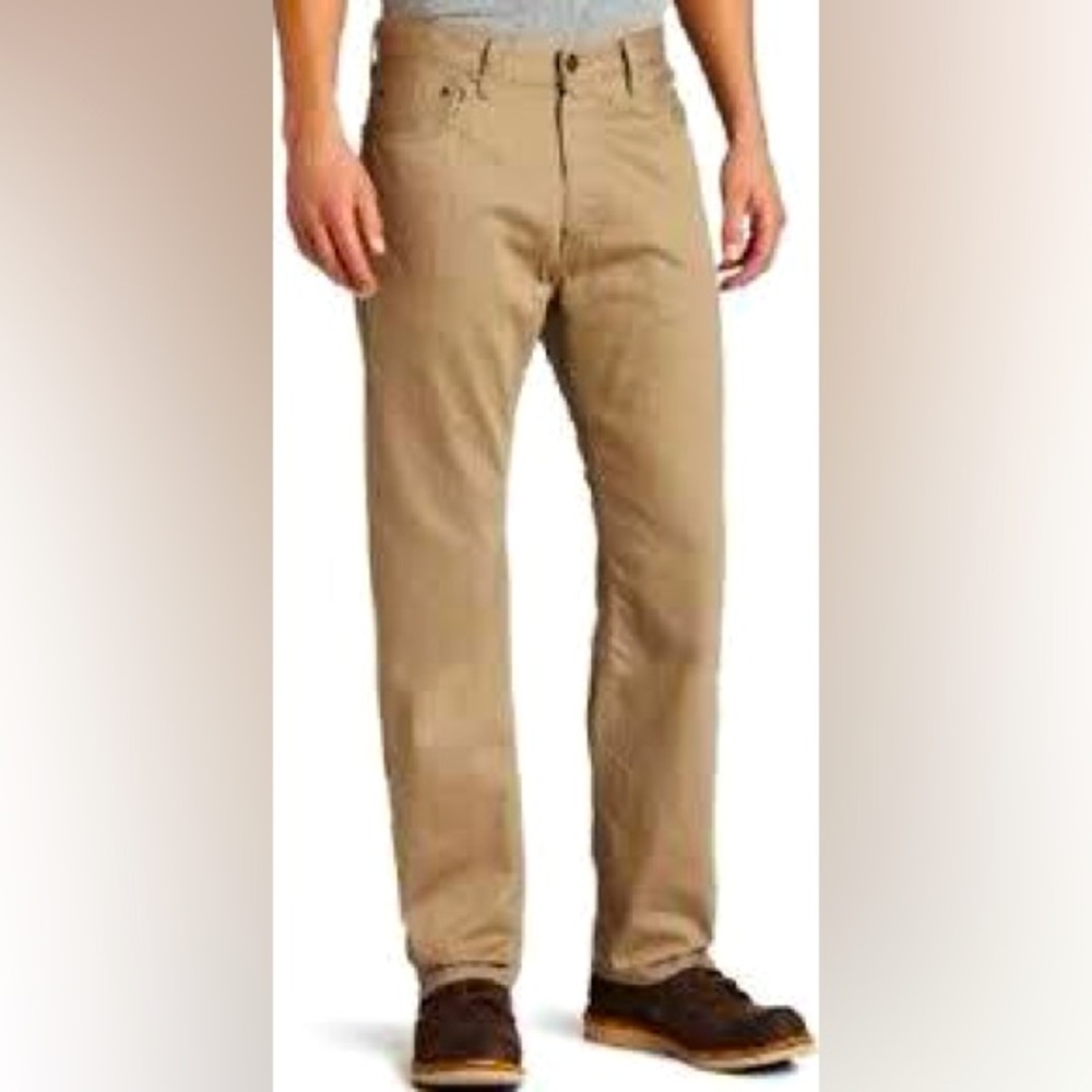 Levi’s 36 x 31 men’s regular fit 505 Tan Khaki white tab cotton denim jeans GUC